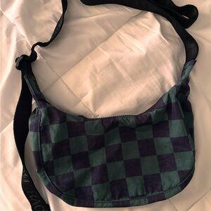 BAGGU Checkered Crossbody Bag in Green and Black